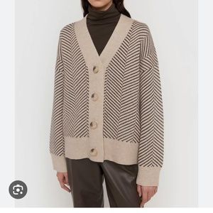 OAK + FORT Herringbone Cardigan - Size XS, Beige